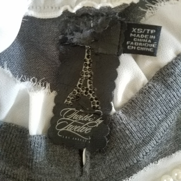 Twelve by Twelve Dress XS Gray Military Pearls Sleeveless - Picture 2 of 9